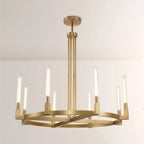 48 Inch Fluted Glass Candlestick Round Chandelier - Cannele