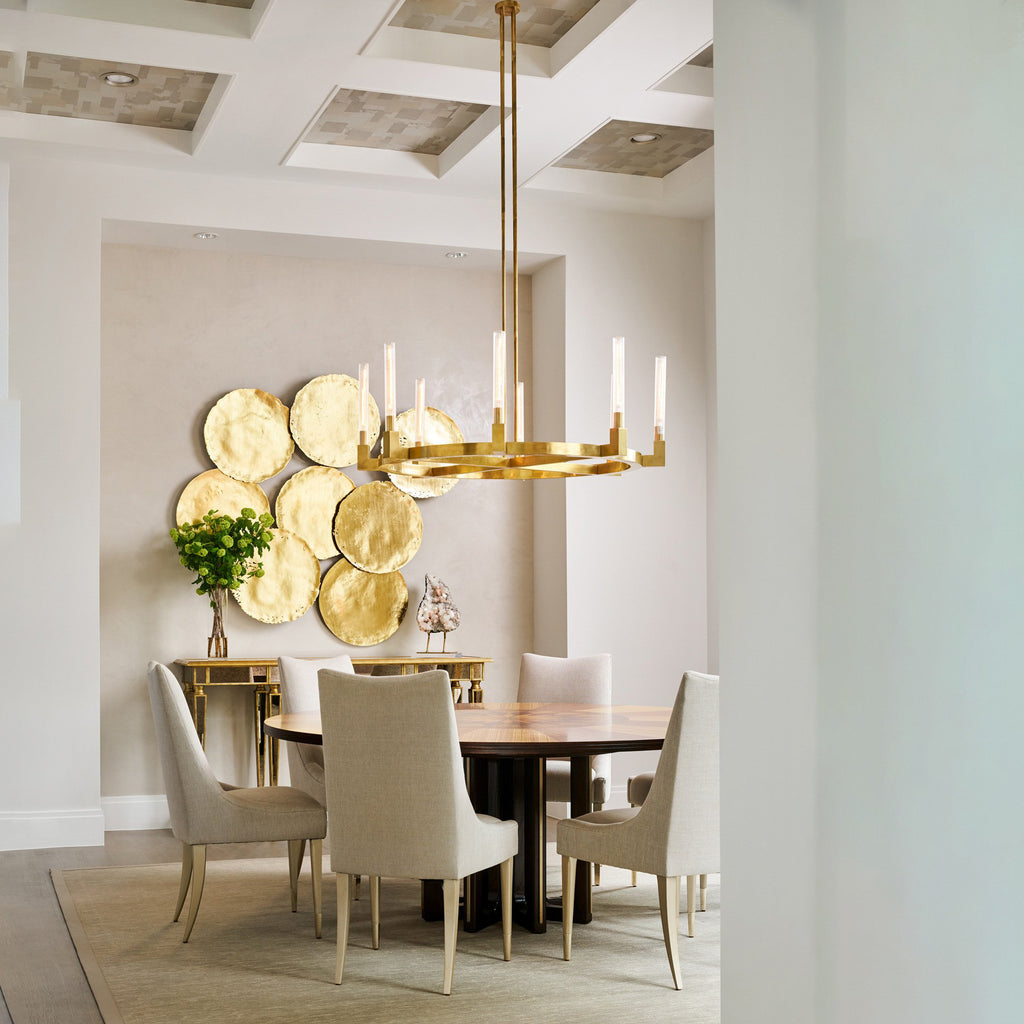 48 Inch Fluted Glass Candlestick Round Chandelier - Cannele