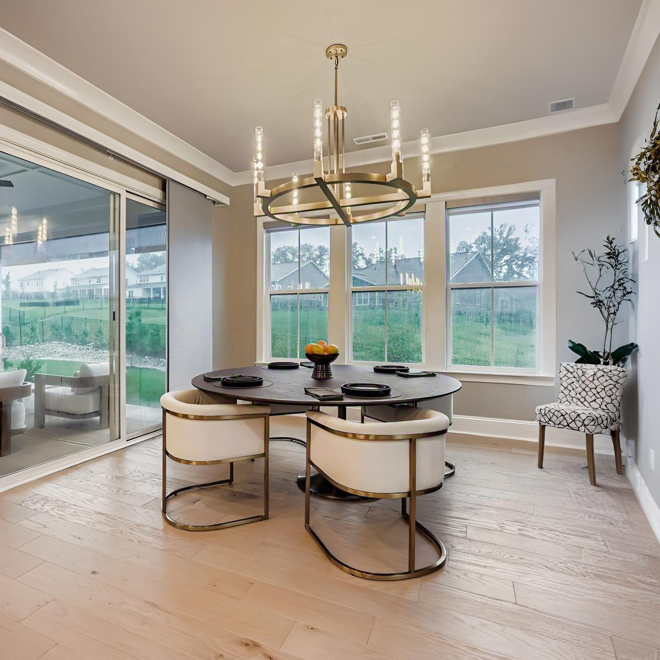 48 Inch Fluted Glass Candlestick Round Chandelier - Cannele