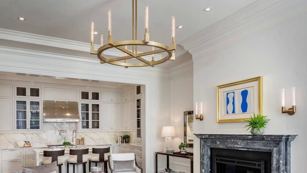 48 Inch Fluted Glass Round Candle Chandelier - Cannele