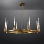 48 Inch Fluted-Glass Candlestick Round Chandelier - Cannele