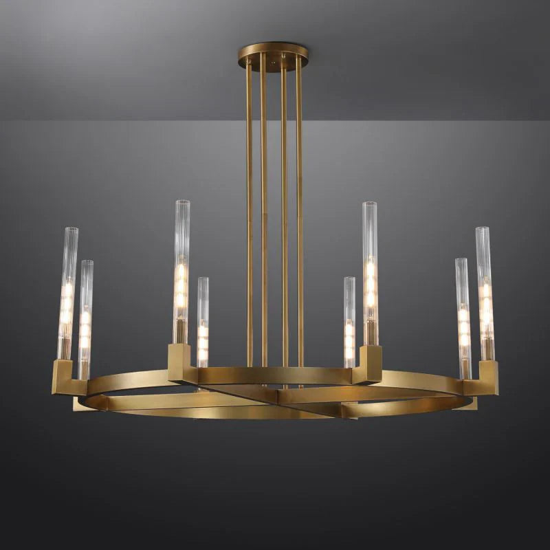 48 Inch Fluted-Glass Candlestick Round Chandelier - Cannele