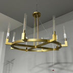 48 Inch Fluted Glass Wagon Wheel Chandelier - Cannele