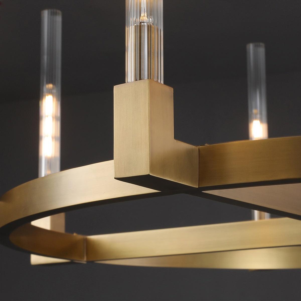 48 Inch Fluted-Glass Candlestick Round Chandelier - Cannele