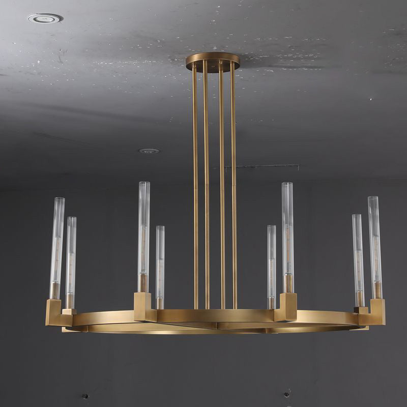 48 Inch Fluted-Glass Candlestick Round Chandelier - Cannele