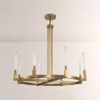 48 Inch Fluted Glass Candlestick Round Chandelier - Cannele