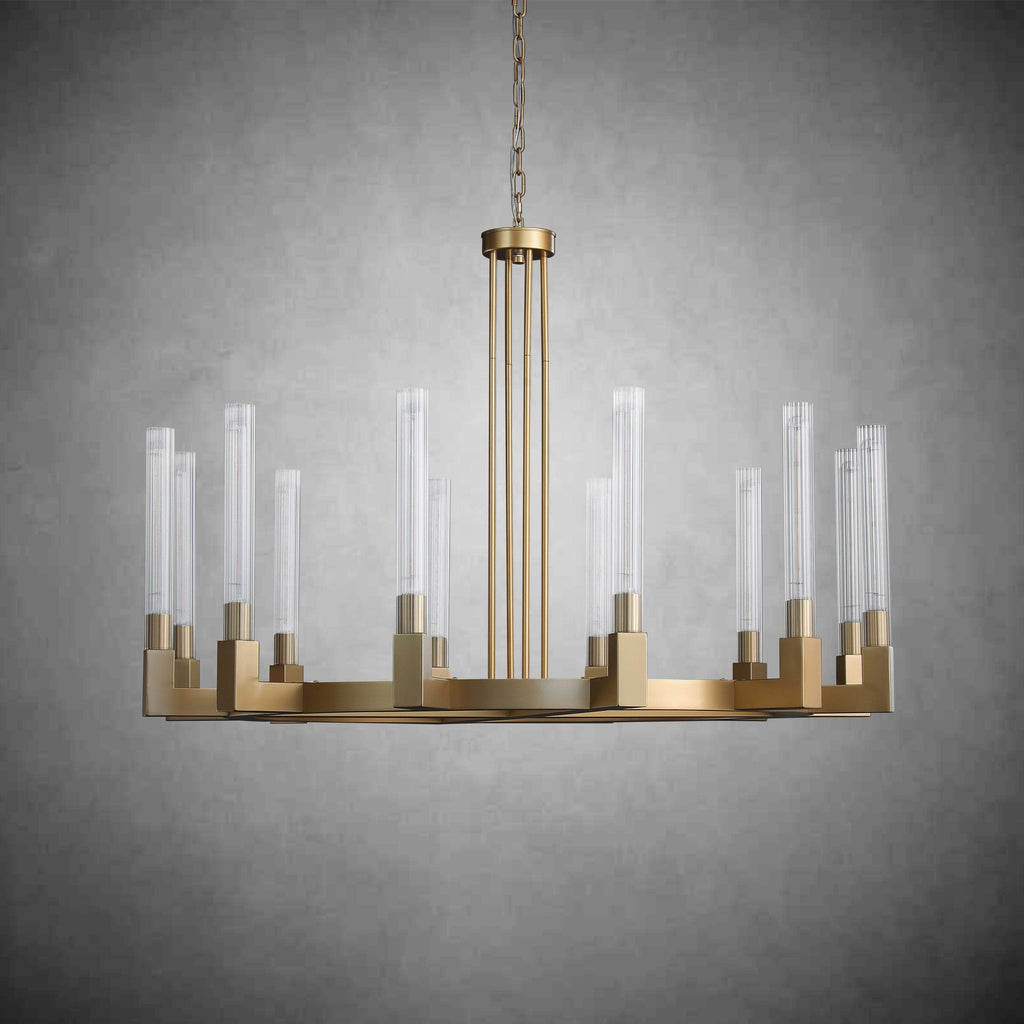 60 Inch Fluted-Glass Candlestick Round Chandelier - Cannele