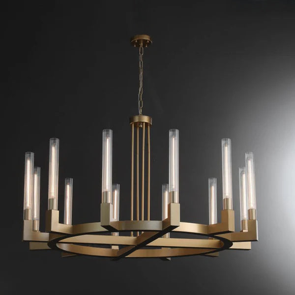 60 Inch Fluted-Glass Candlestick Round Chandelier - Cannele
