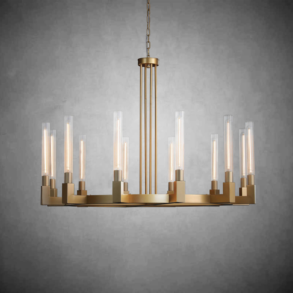 60 Inch Fluted-Glass Candlestick Round Chandelier - Cannele