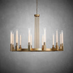 60 Inch Fluted-Glass Candlestick Round Chandelier - Cannele