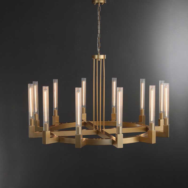 60 Inch Fluted-Glass Candlestick Round Chandelier - Cannele
