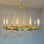 60 Inch Fluted Glass Wagon Wheel Chandelier - Cannele