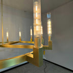 60 Inch Fluted Glass Wagon Wheel Chandelier - Cannele