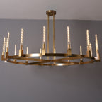 72 Inch Fluted-Glass Candlestick Round Chandelier - Cannele