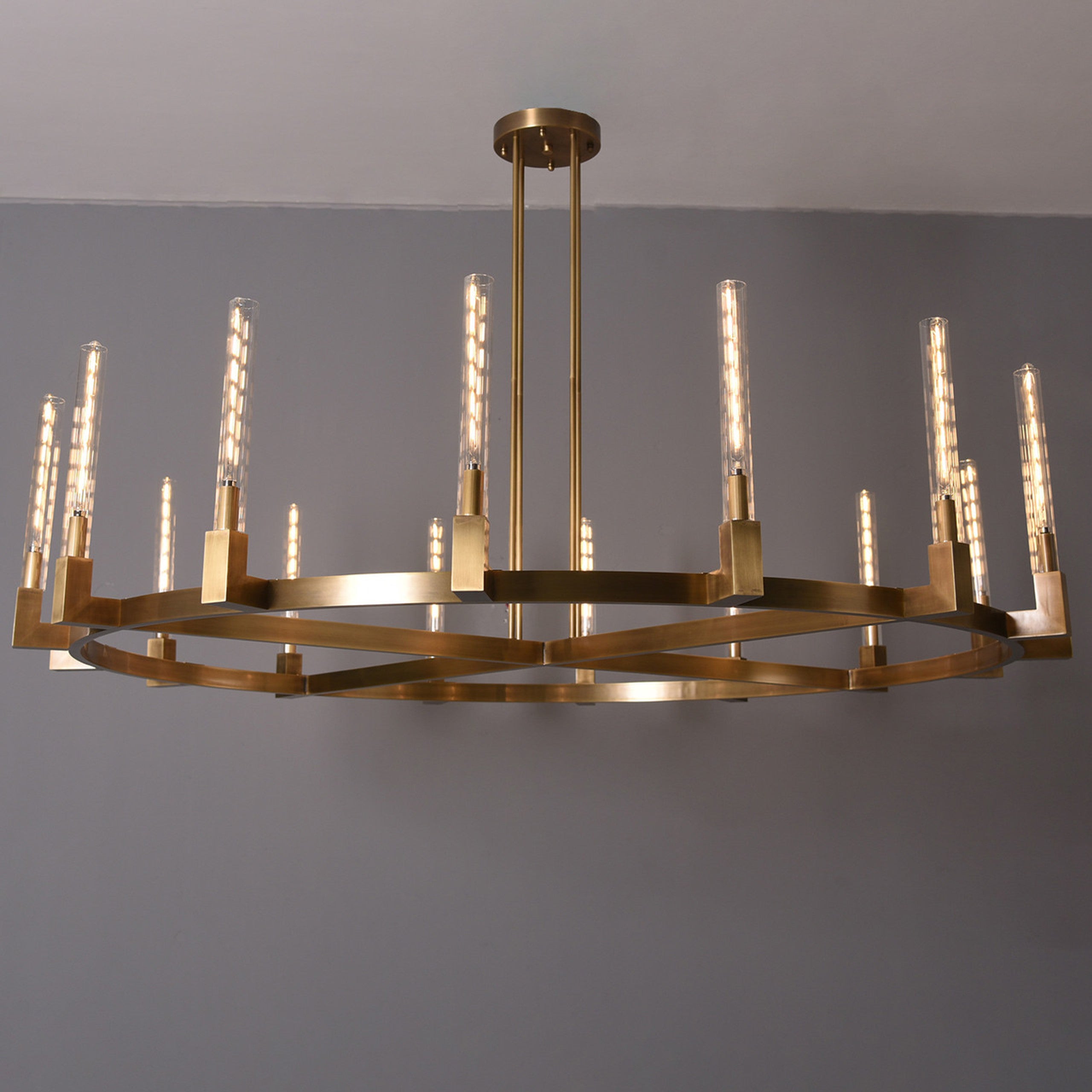 72 Inch Fluted-Glass Candlestick Round Chandelier - Cannele