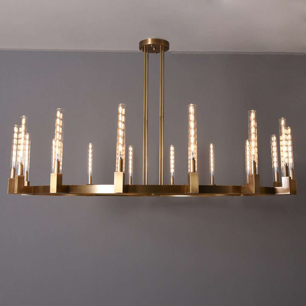 72 Inch Fluted-Glass Candlestick Round Chandelier - Cannele