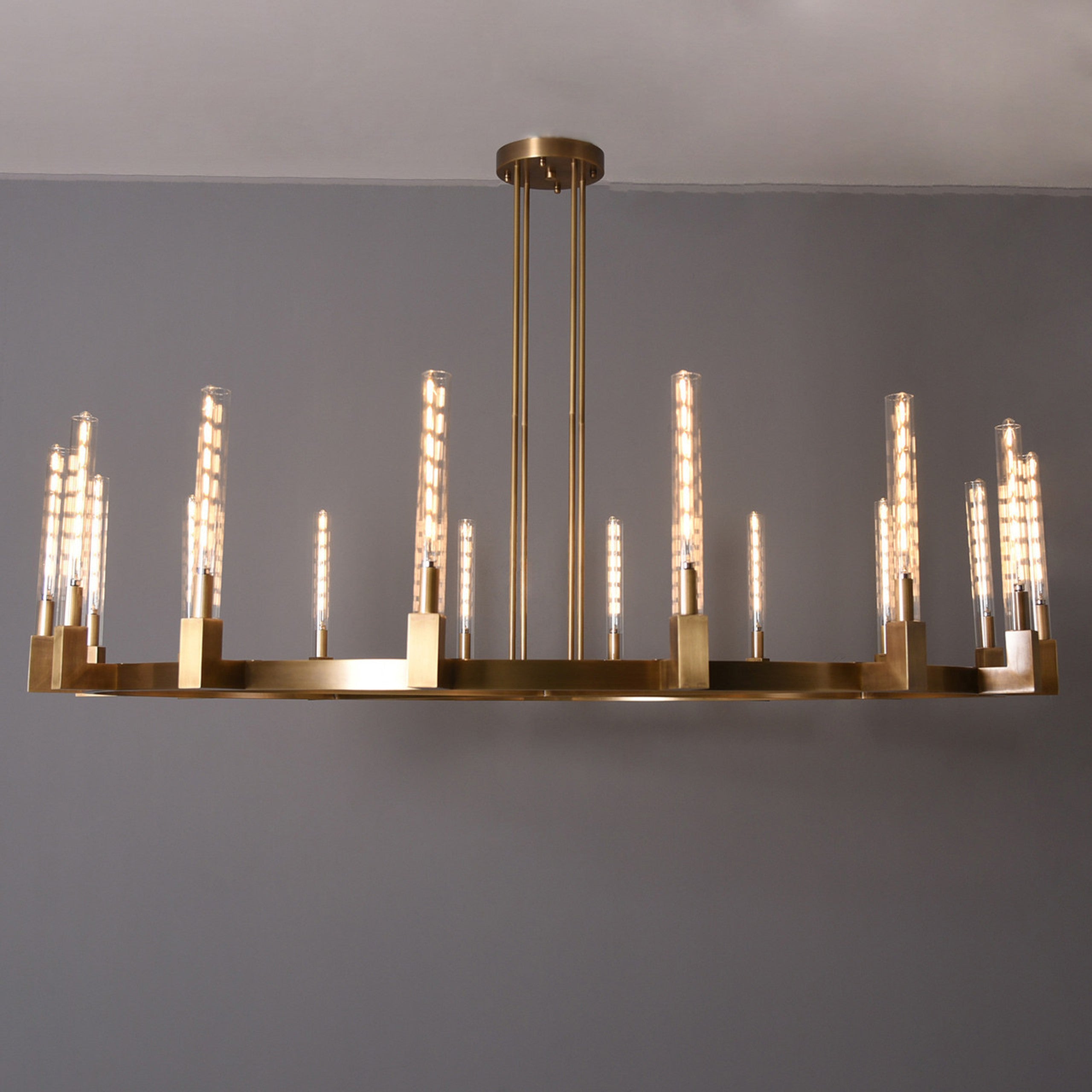 72 Inch Fluted-Glass Candlestick Round Chandelier - Cannele