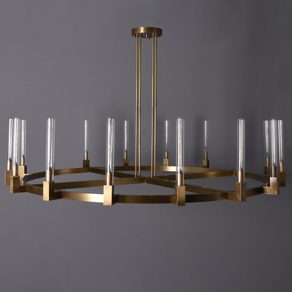 72 Inch Fluted-Glass Candlestick Round Chandelier - Cannele