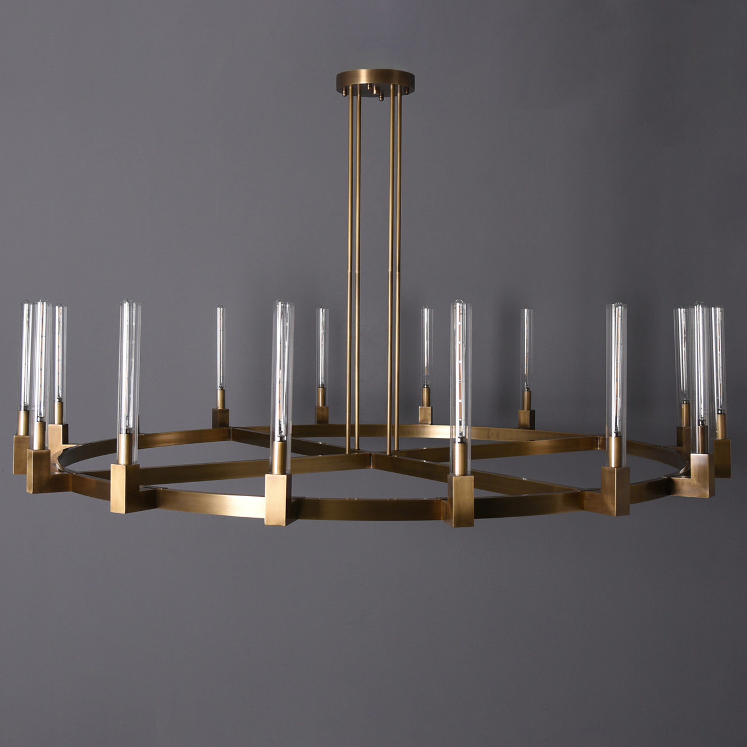 72 Inch Fluted-Glass Candlestick Round Chandelier - Cannele