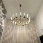 72 Inch Fluted-Glass Candlestick Round Chandelier - Cannele