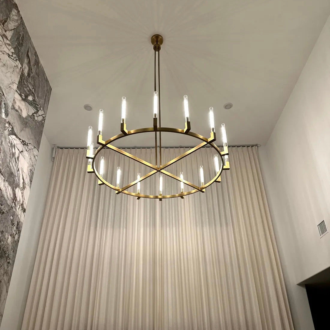 72 Inch Fluted-Glass Candlestick Round Chandelier - Cannele
