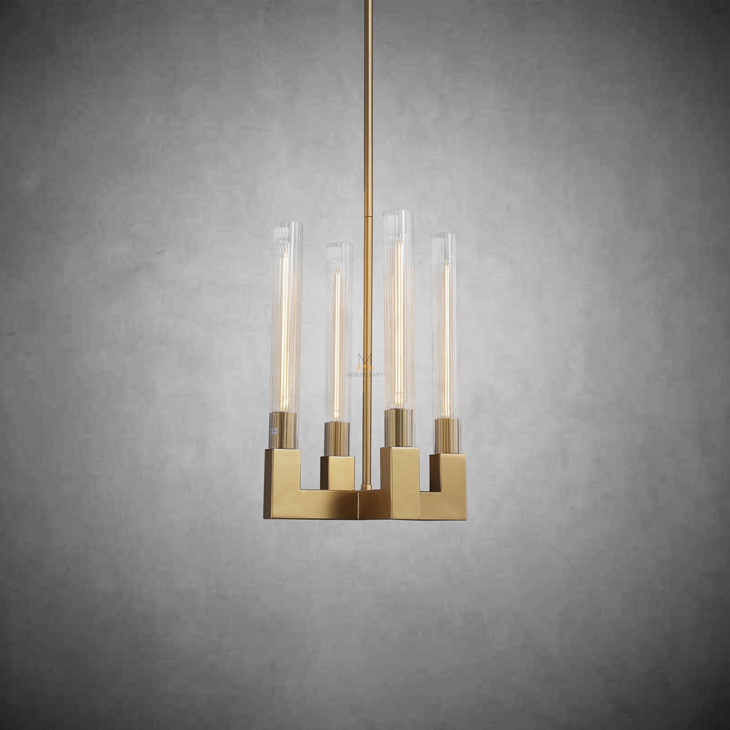 Fluted-Glass Candlestick Pendant Light - Cannele