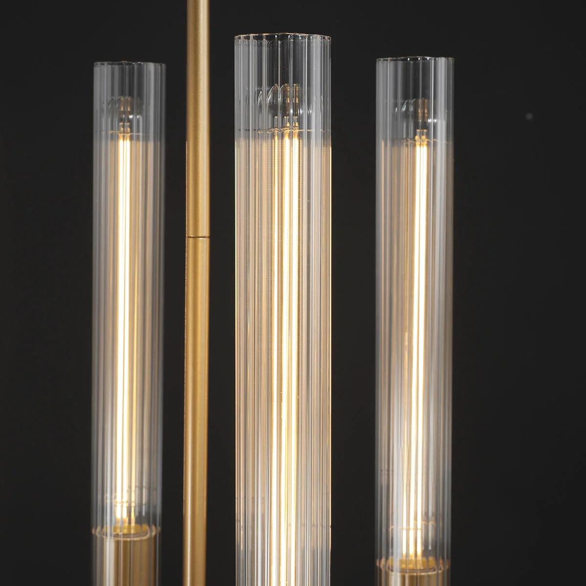 12 Inch Fluted Glass Candlestick Pendant Light - Cannele