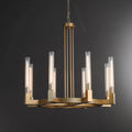 36 Inch Fluted Glass Round Candle Chandelier - Cannele