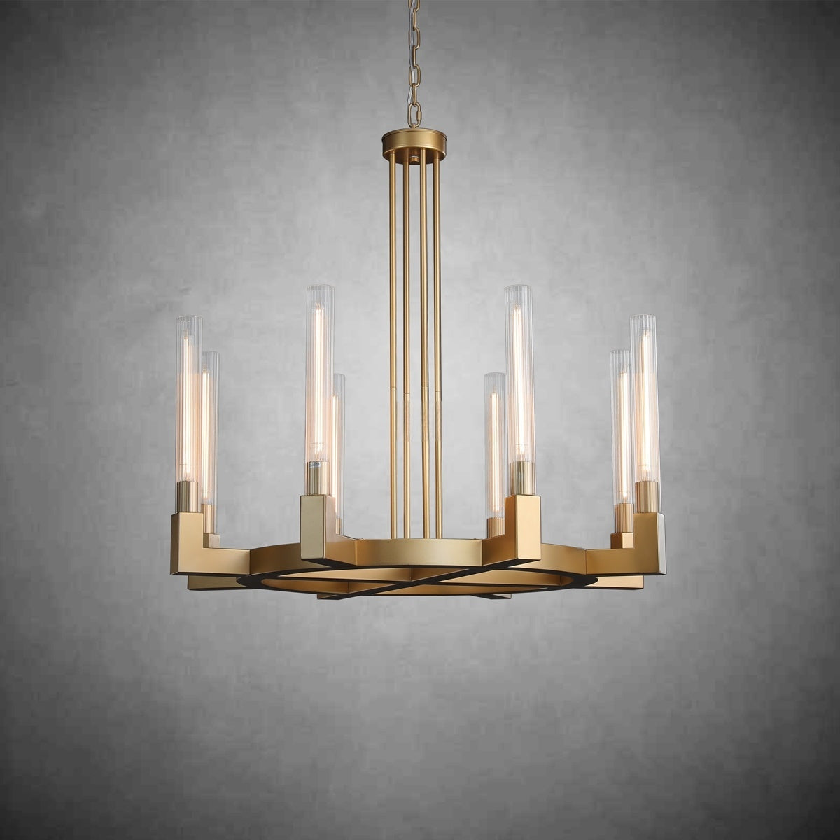 36 Inch Fluted-Glass Candlestick Round Chandelier - Cannele