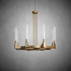 36 Inch Fluted-Glass Candlestick Round Chandelier - Cannele