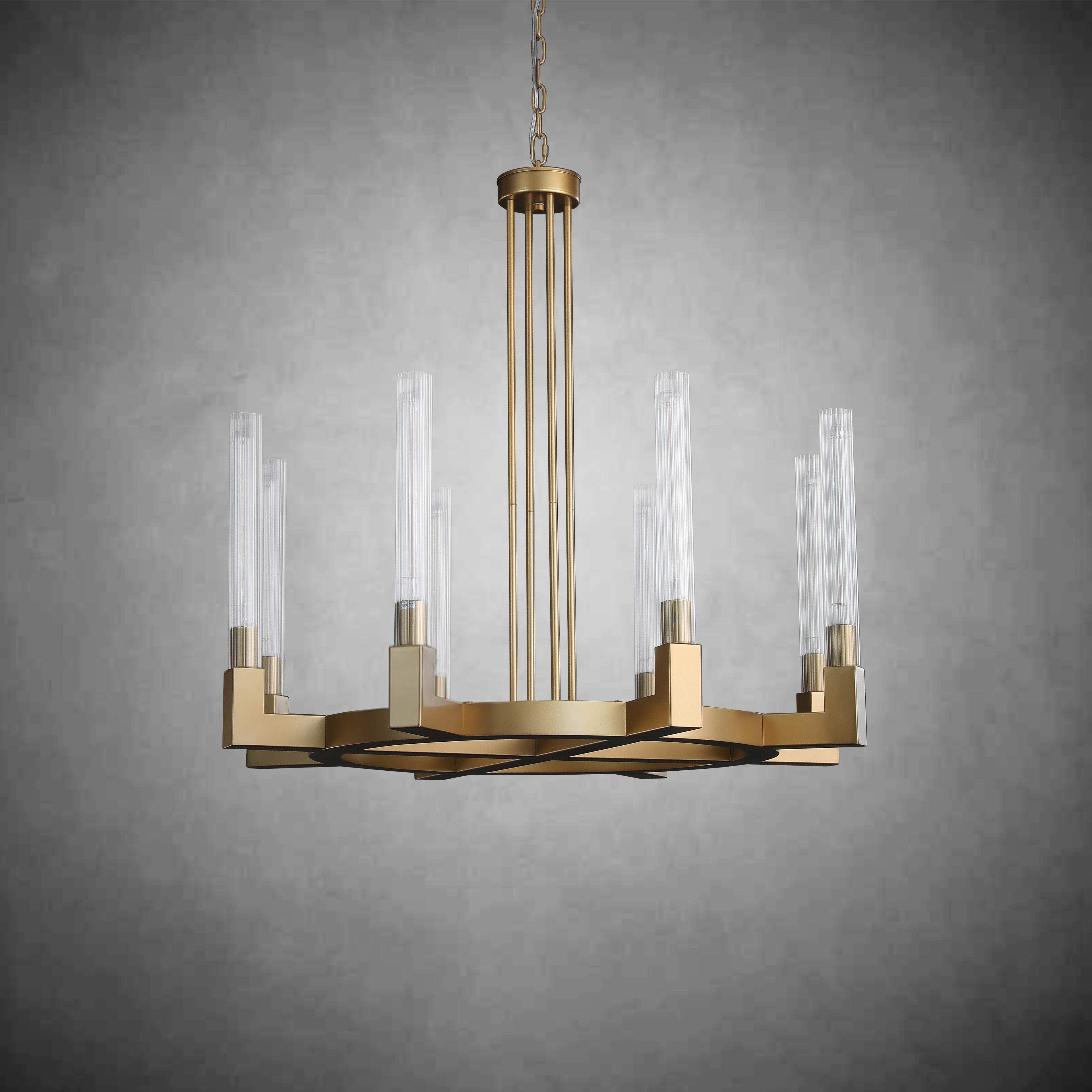 36 Inch Fluted-Glass Candlestick Round Chandelier - Cannele
