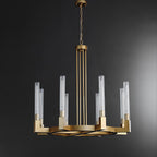 36 Inch Fluted-Glass Candlestick Round Chandelier - Cannele