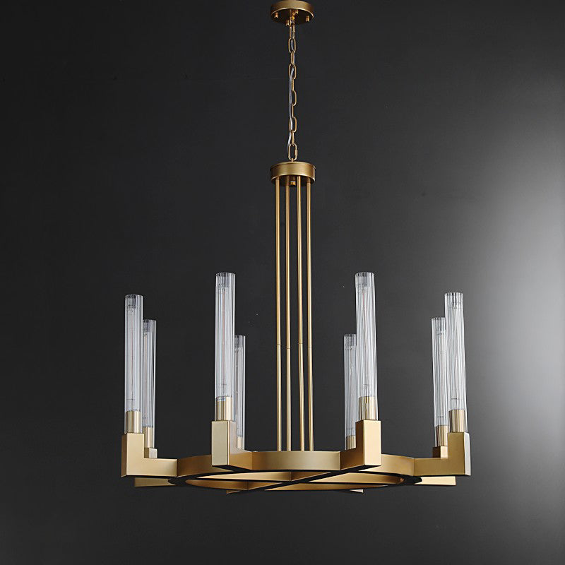 36 Inch Fluted-Glass Candlestick Round Chandelier - Cannele