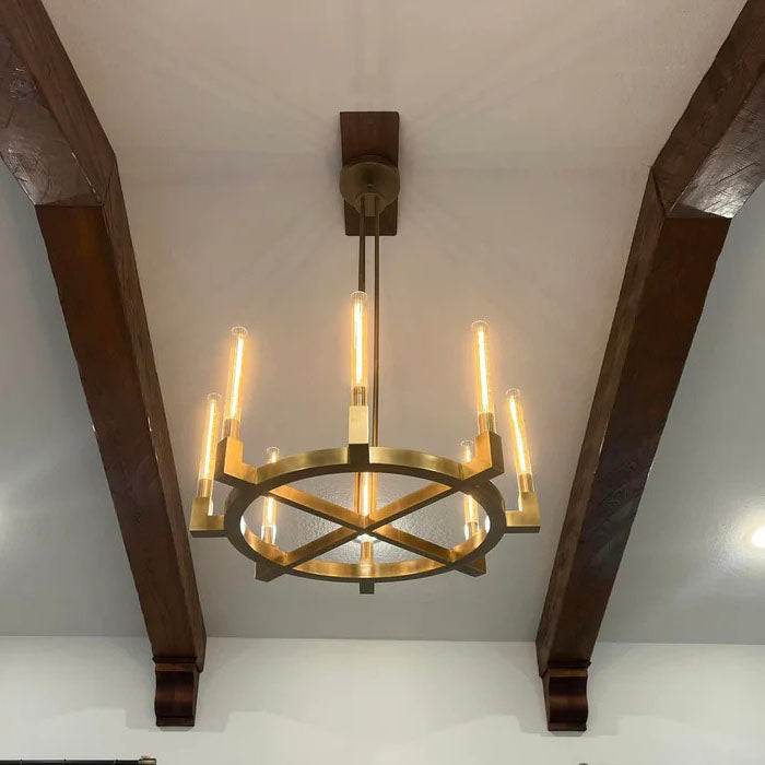 36 Inch Fluted Glass Round Candle Chandelier - Cannele