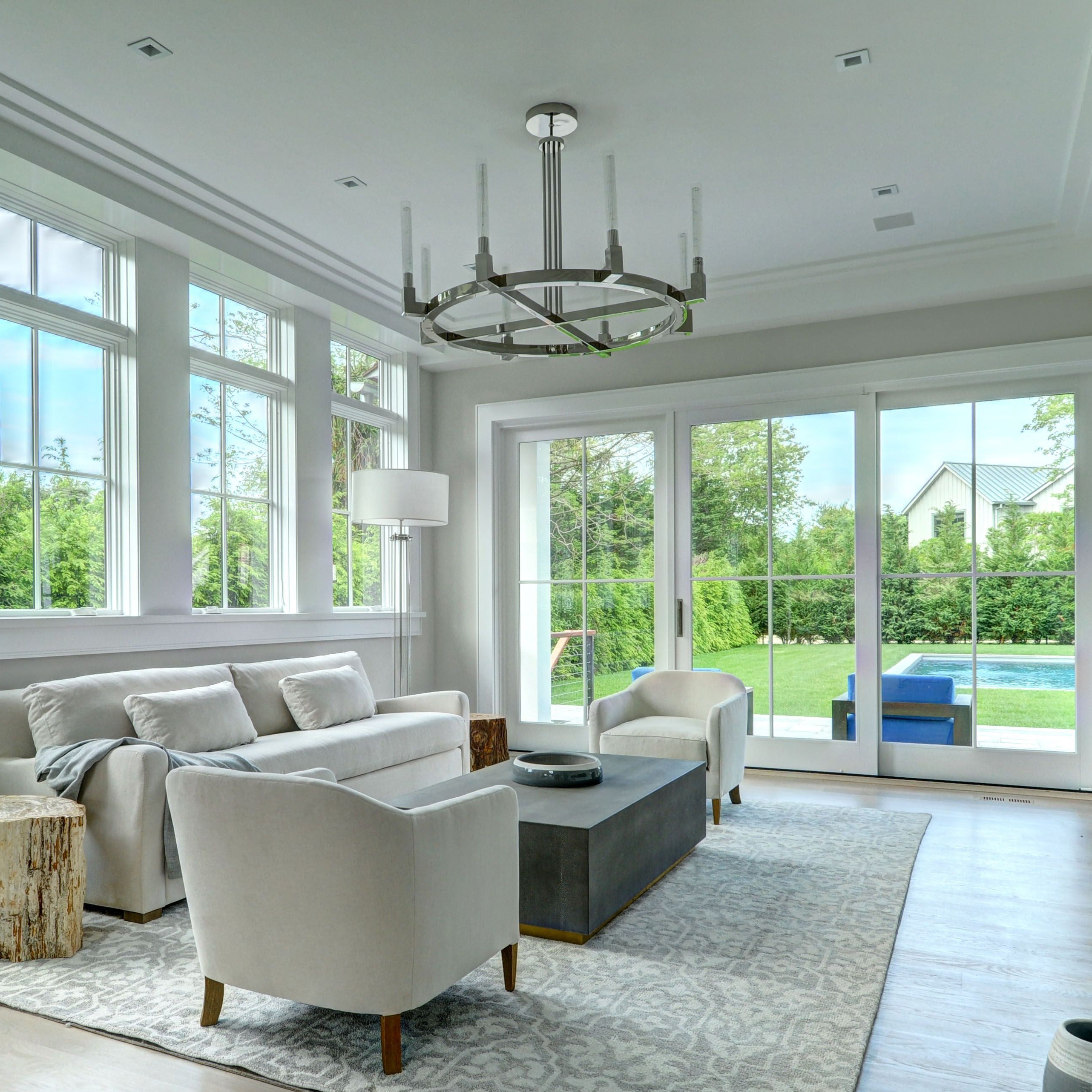 48 Inch Fluted Glass Candlestick Round Chandelier - Cannele