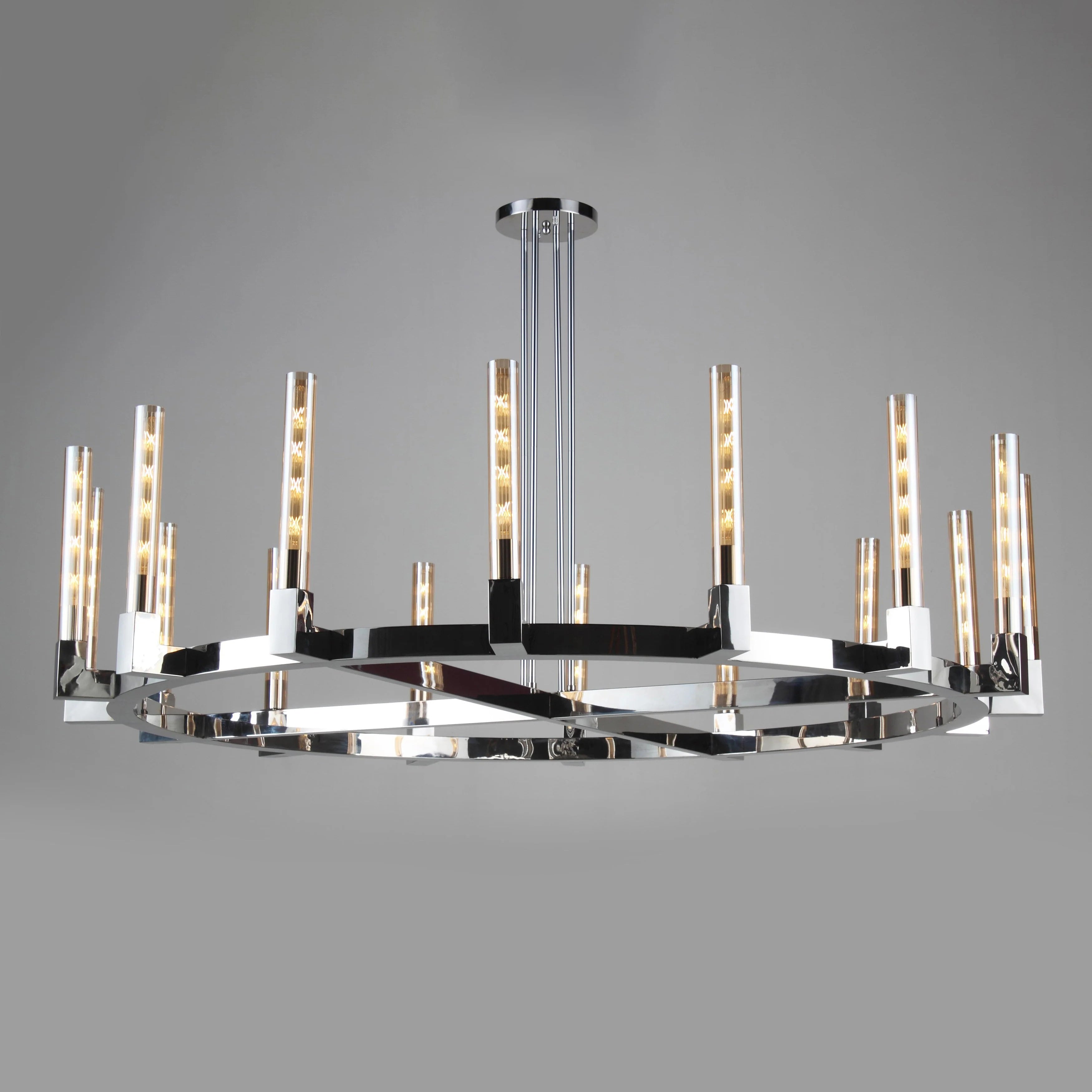 72 Inch Fluted Glass Round Candle Chandelier - Cannele