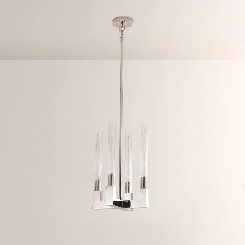 12 Inch Fluted Glass Candle Pendant Light - Cannele