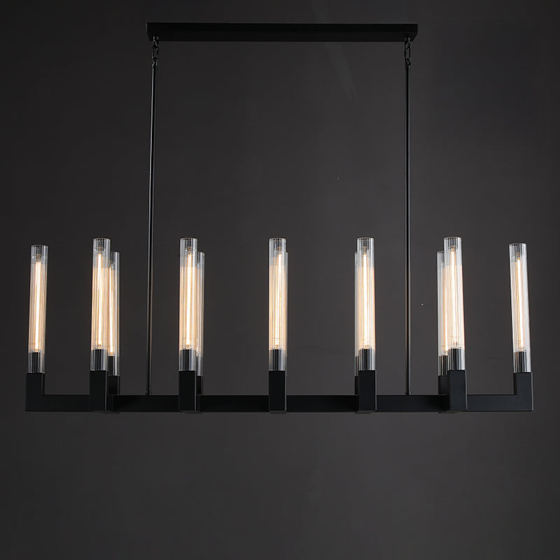 55 Inch Fluted-Glass Candlestick Linear Chandelier - Cannele