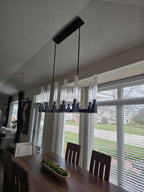55 Inch Fluted-Glass Candlestick Linear Chandelier - Cannele