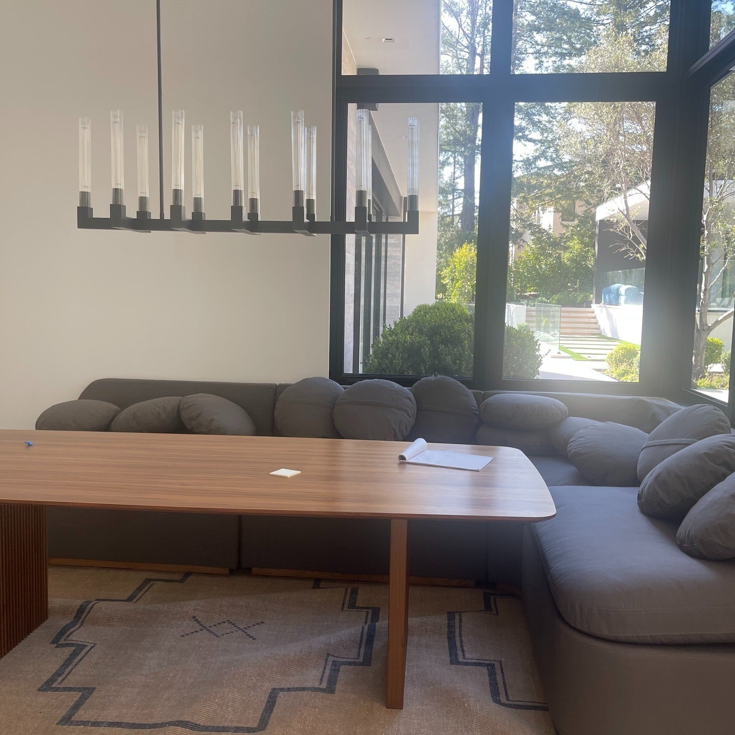 55 Inch Fluted Glass Linear Candle Chandelier - Cannele