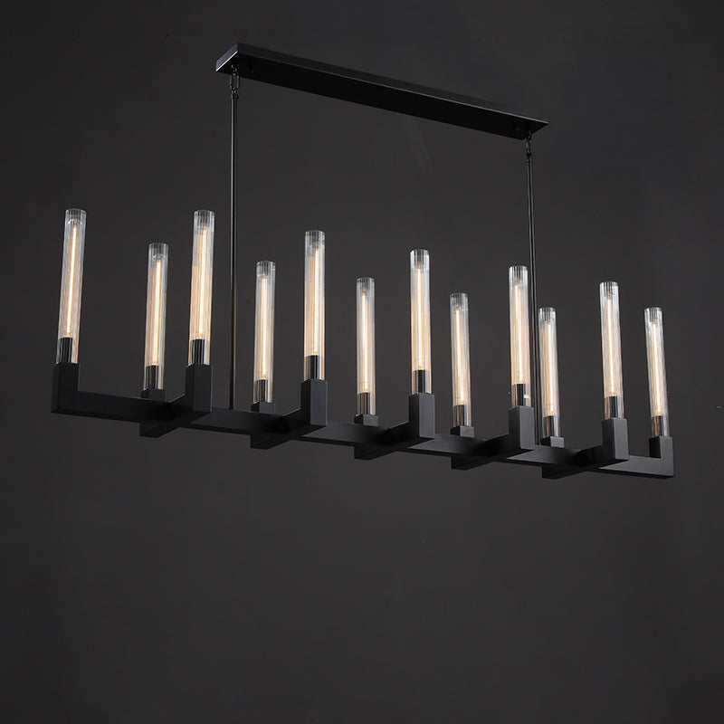 55 Inch Fluted-Glass Candlestick Linear Chandelier - Cannele