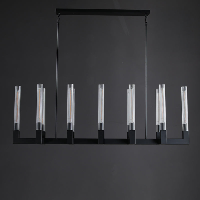 55 Inch Fluted-Glass Candlestick Linear Chandelier - Cannele