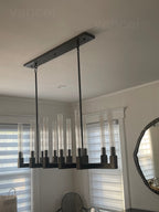 55 Inch Fluted-Glass Candlestick Linear Chandelier - Cannele