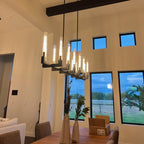 67 Inch Fluted-Glass Candlestick Linear Chandelier - Cannele