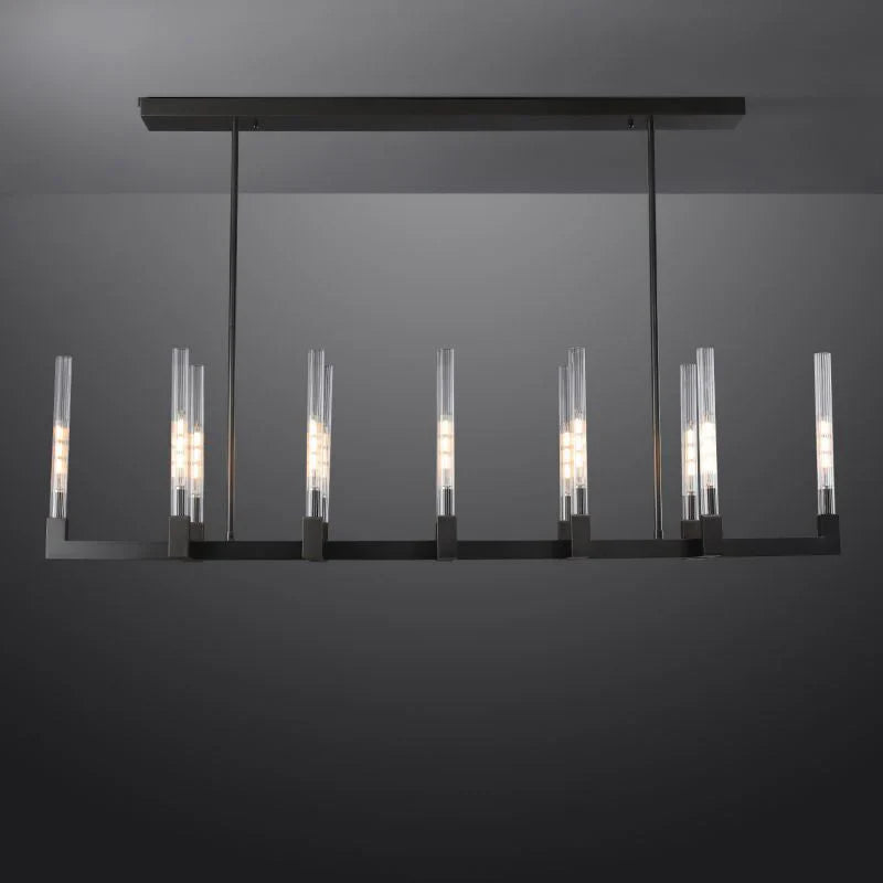 67 Inch Fluted-Glass Candlestick Linear Chandelier - Cannele