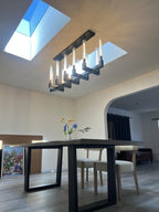 67 Inch Fluted-Glass Candlestick Linear Chandelier - Cannele