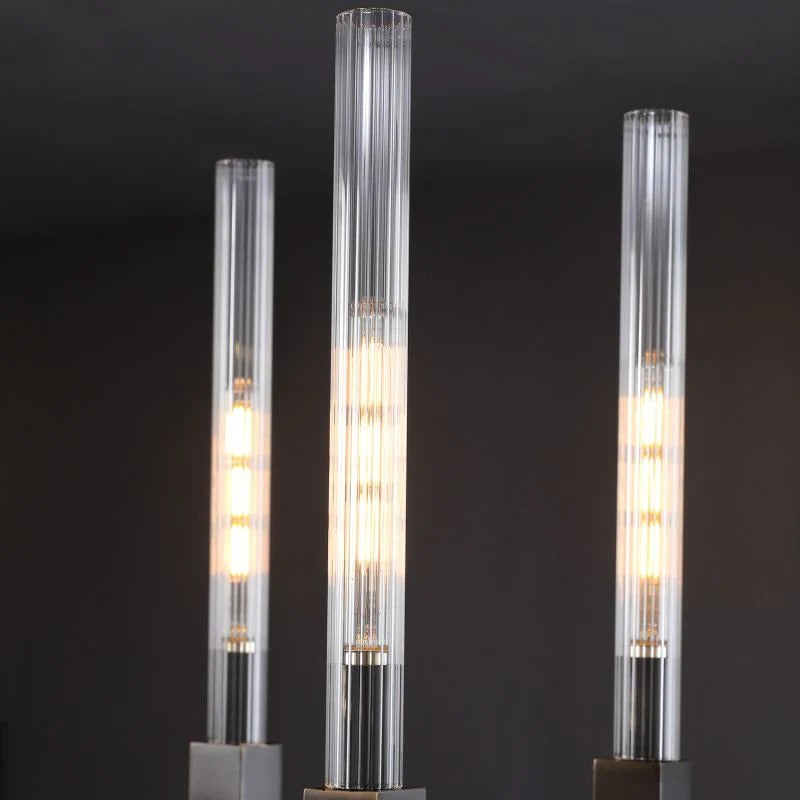 55 Inch Fluted Glass Candlestick Linear Chandelier - Cannele