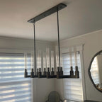 67 Inch Fluted-Glass Candlestick Linear Chandelier - Cannele