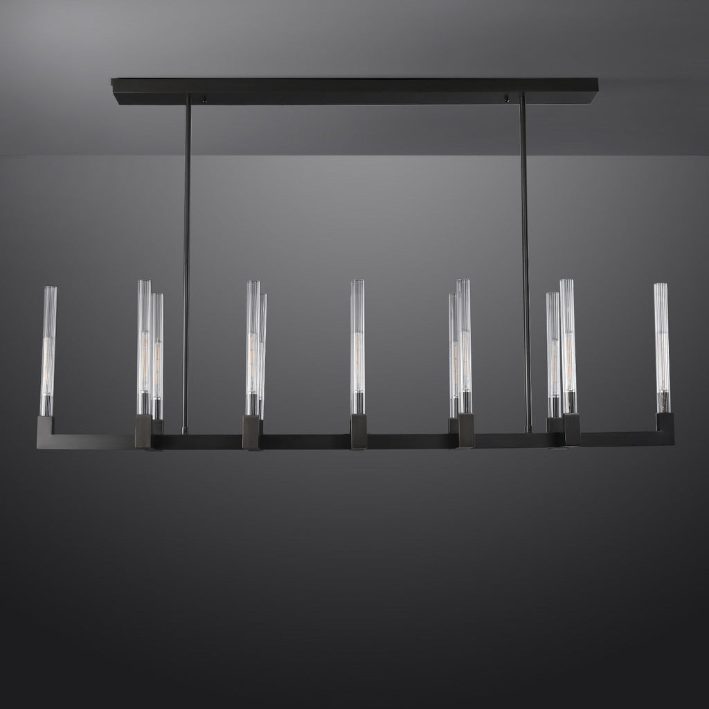 67 Inch Fluted-Glass Candlestick Linear Chandelier - Cannele