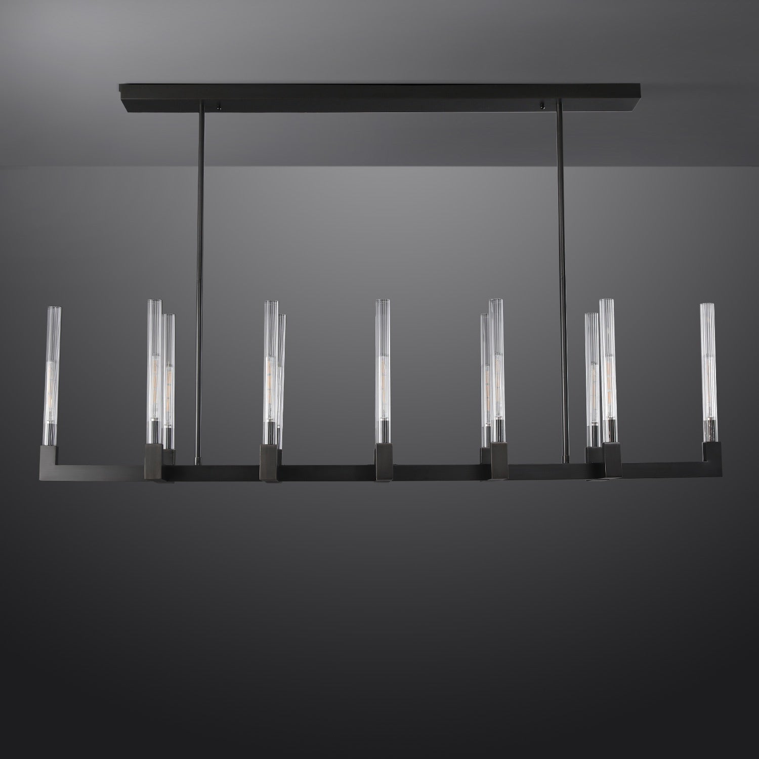67 Inch Fluted-Glass Candlestick Linear Chandelier - Cannele